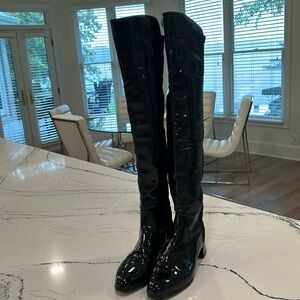 Stuart Weitzman Black Patent Over-the-Knee Boots